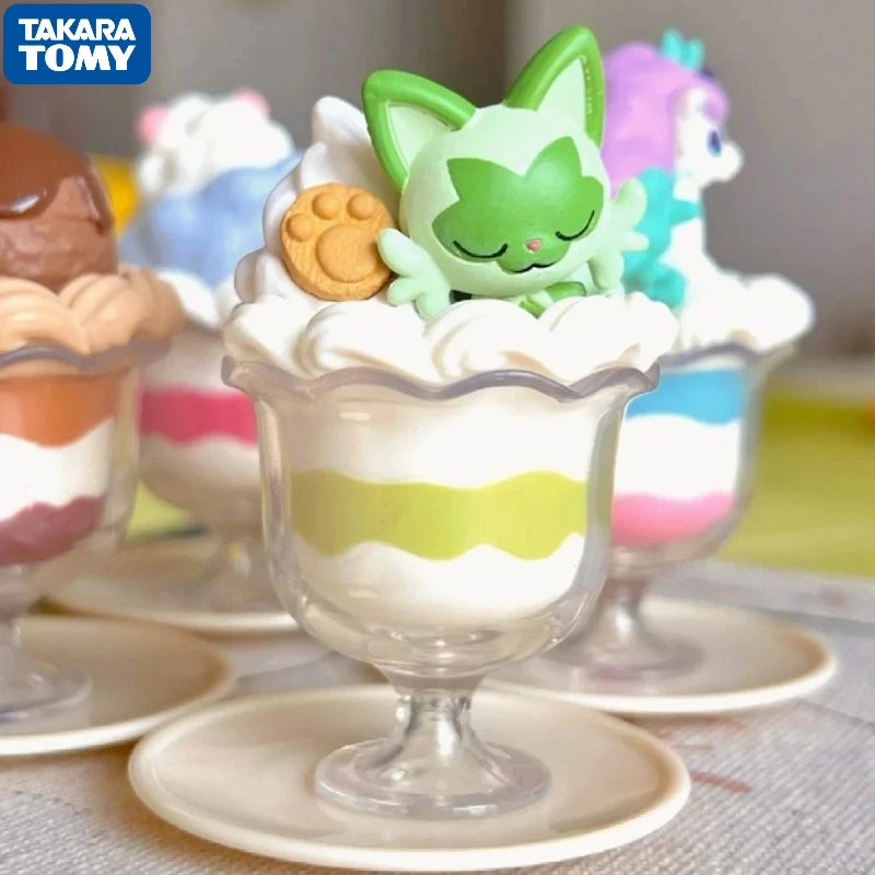 

TAKARA TOMY Anime Pokemon Gashapon Toys Sweets Mascot 5 Wooper Sprigatito Rapidash Swirlix Figure Model Decoration Kid's Gifts