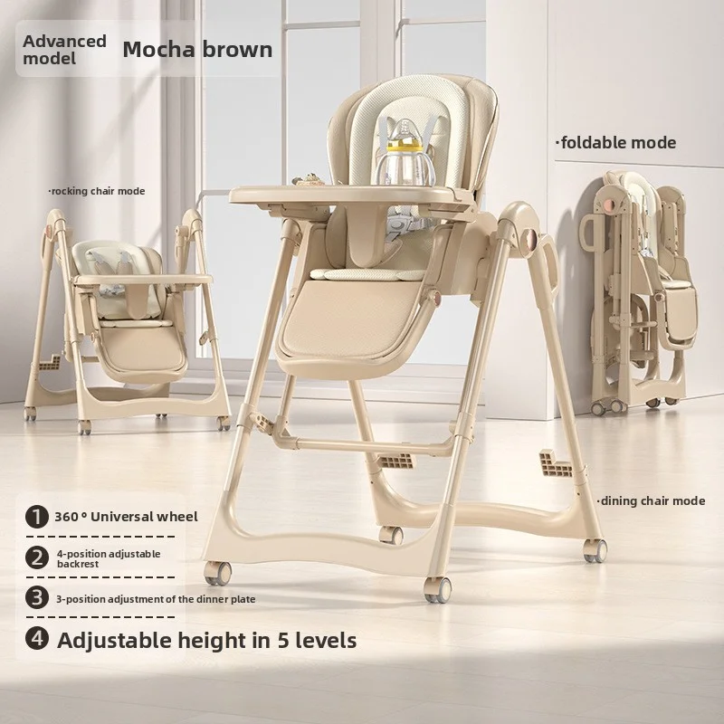 كرسي مرتفع للأطفال قابل للطي، كرسي تغذية للرضع متعدد الوظائف مع صينية، مقعد معزز للأطفال الصغار قابل للتعديل