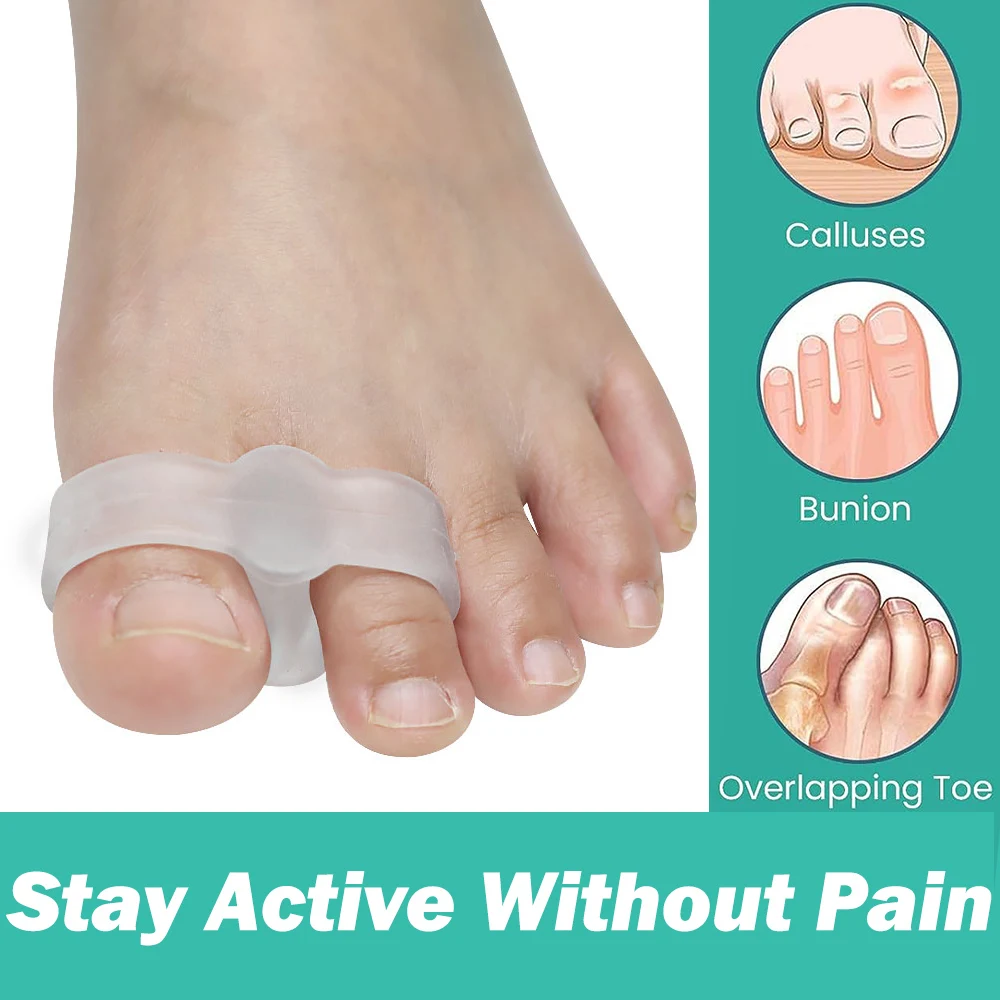 Pexmen 2/4Pcs Gel Bunion Corrector Soft Toe Separators with 2 Loops Big Toe Spacer Suitable for Bunion and Overlapping Toe