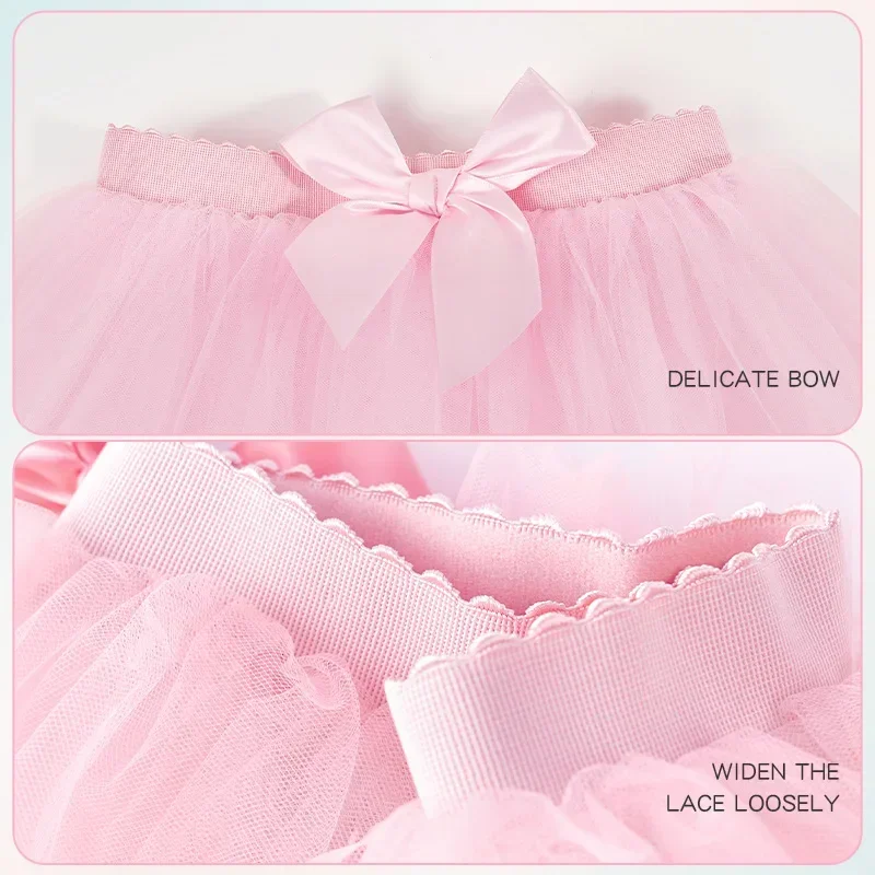 Girl Ballet Tutu Dance Skirts Fluffy Skirts Kids Four Layers Mesh Gymnastics Party Half Skirts Newborn Photography Skirts