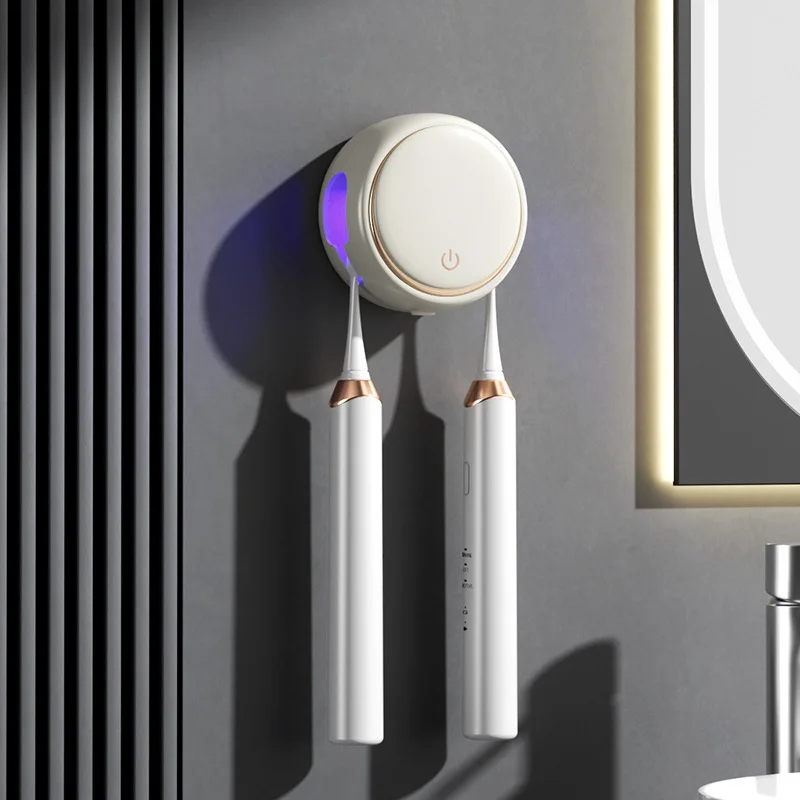 smart-uv-toothbrush-sterilizer-and-dryer-with-hot-air-no-drill-wall-mounted-holder-for-single-or-couple’s-bathroom