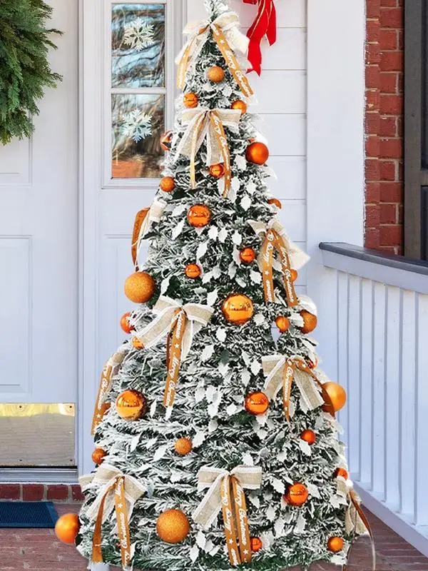 

For New Folding Christmas Tree Retractable Christmas Tree Easy To Assemble with Bows and Balls Christmas Holiday Decoration