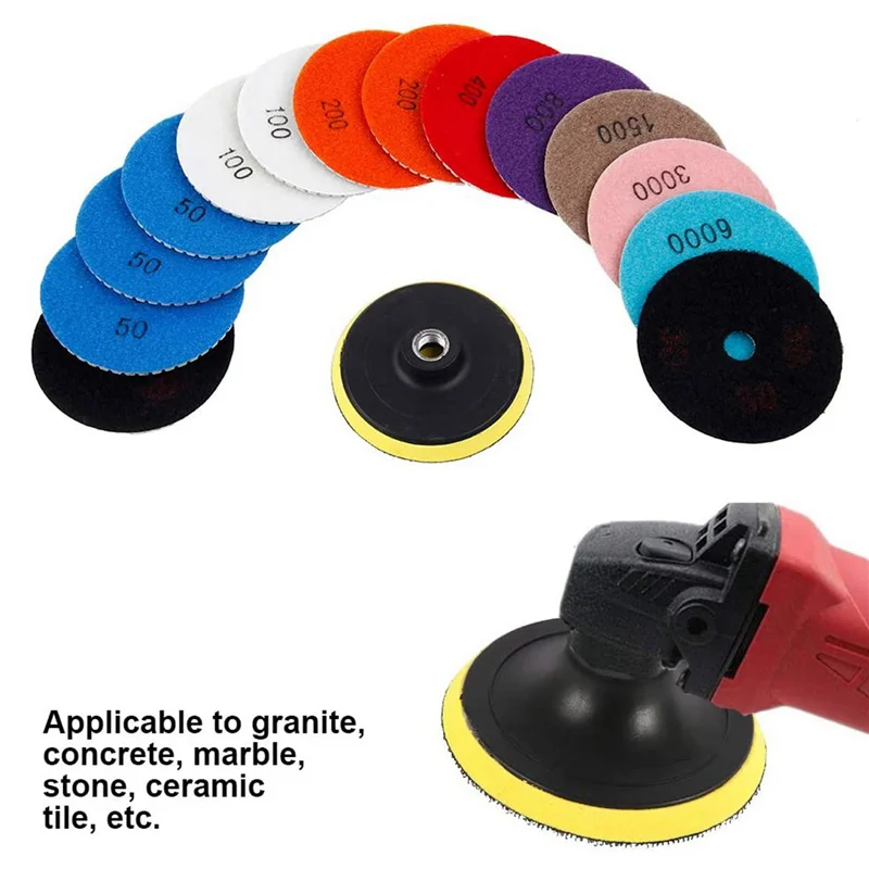 

AS60-45Pcs Diamond Polishing Pads Kit 4 Inch 100Mm Wet/Dry For Granite Stone Concrete Marble Polishing Use Grinding Discs Set