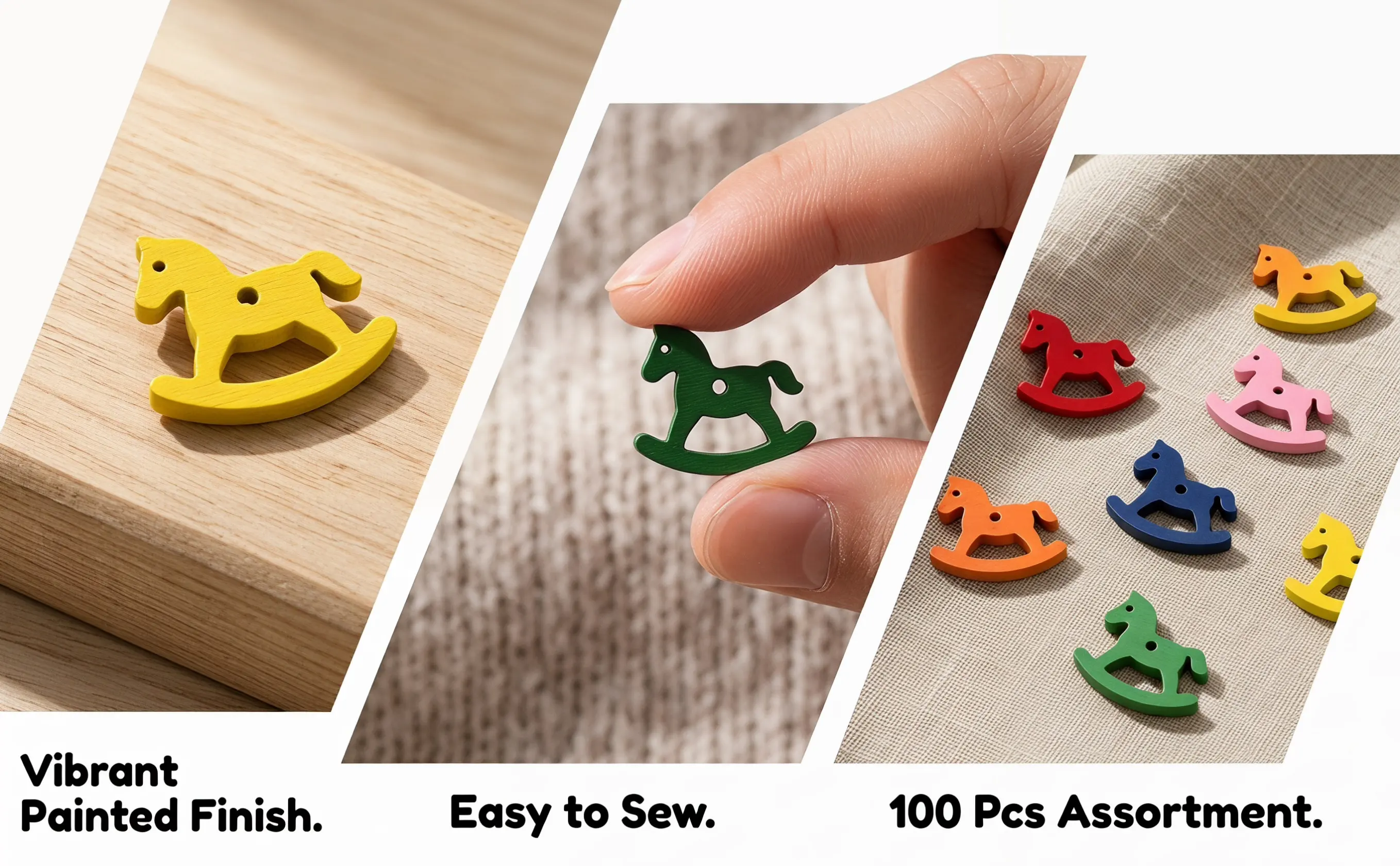 100pcs Wooden Buttons for Sewing & Crafting – Colorful Cartoon 2-Hole DIY Craft Buttons for Scrapbooking, Knitting