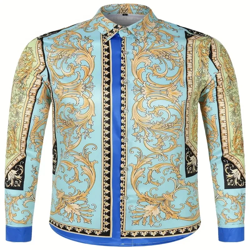 

Men's collar royal men's top blue purple long sleeved shirt soft and comfortable newly launched