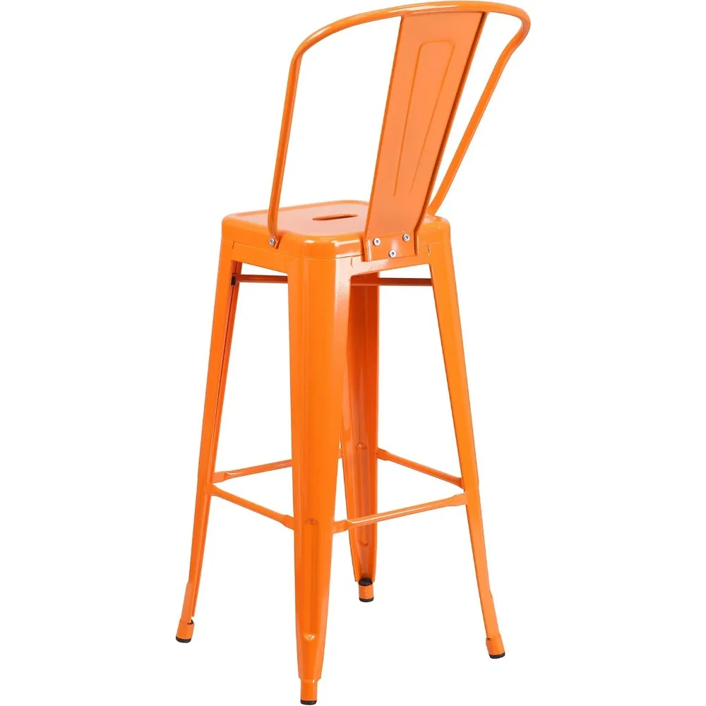 Lily Metal Barstool com Costas Removíveis, Laranja, Classe Comercial, Alta, Interior e Exterior, 4 Pack, 30 pol