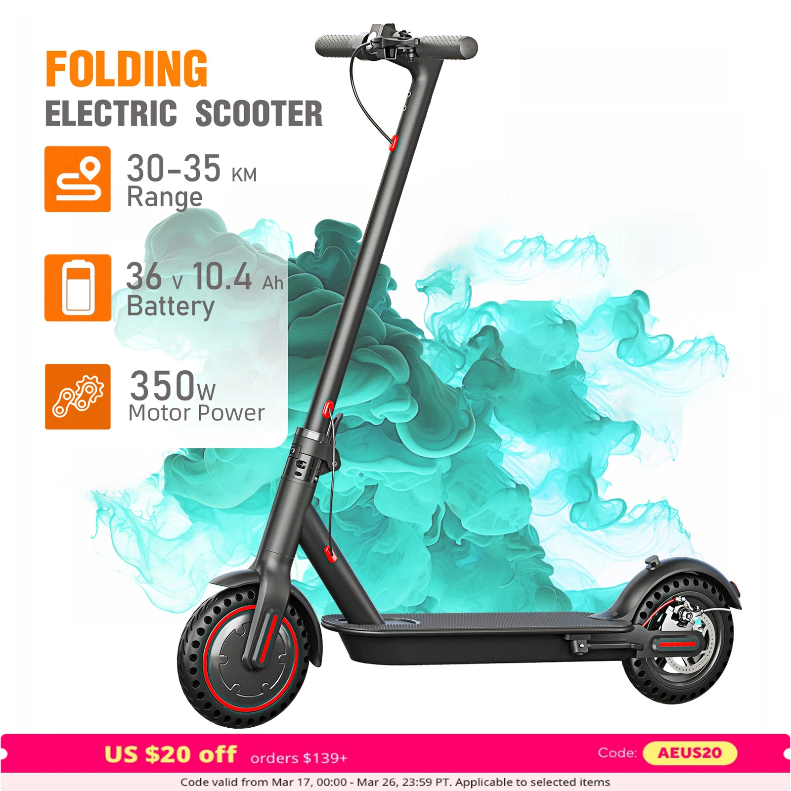 350W Foldable Electric Scooter for Adults Teens,Explosion-proof Tires,Dual Brake System,Lightweight APP Support E-scooter