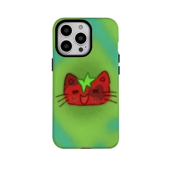 INS Tomato Cat Art Green Cartoon Case for IPHONE 16ProMax 15 14 13 12 11 PRO Plus XR XS MAX Acrylic TPU Two in One Phone Cases