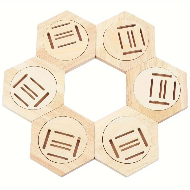 6Pack Hexagonal Wooden Medal Display Racks Wall-Mounted DIY Decorative Display Rack for Medals Honor Badge Organizer Wall Hanger view 3