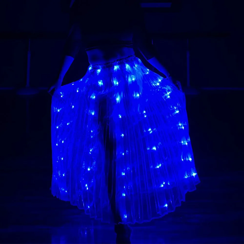 Shiny Luminous Led Skirt White Long Light Up Skirt Festival Fluorescent Shows Dance Props Stage Performance