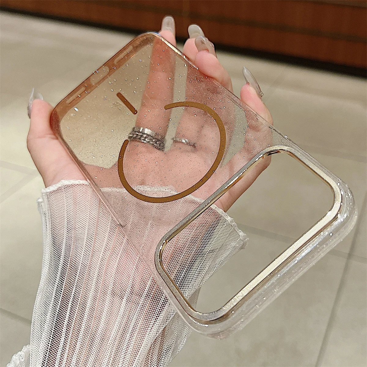 Para magsafe magnético glitter gradiente caso de telefone para iphone 17 ar 16e 16 15 plus 14 13 12 11 pro max claro duro capa traseira