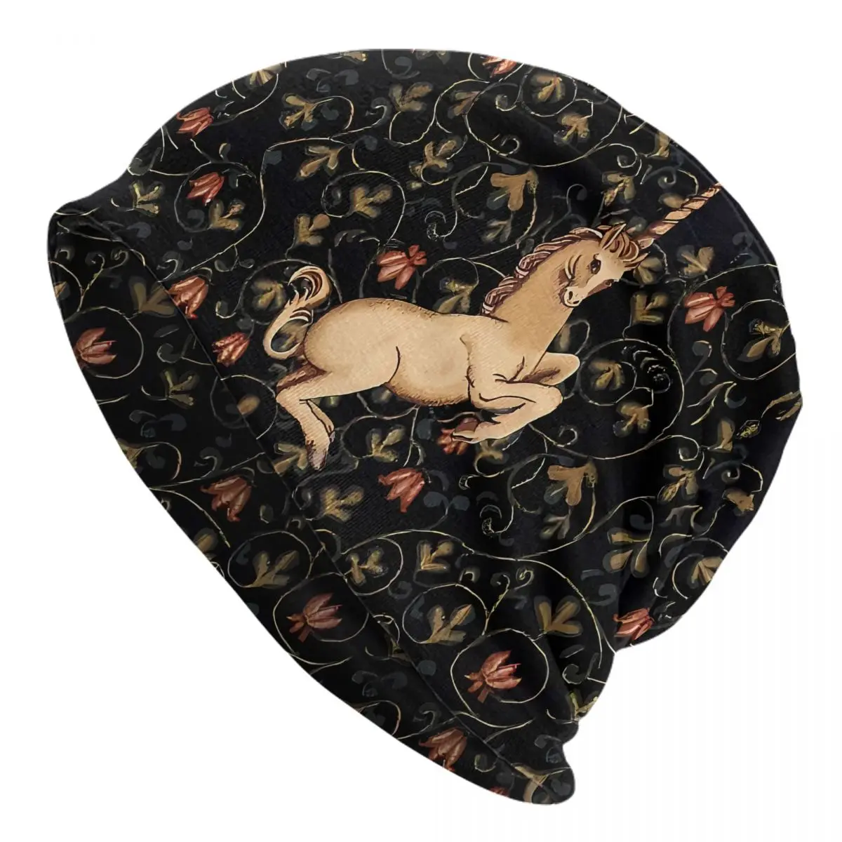 Medieval Unicorn Midnight Floral Tapestry Pillow Unisex Bonnet Thin Hiking Hats Double Layer Hat Breathable Caps