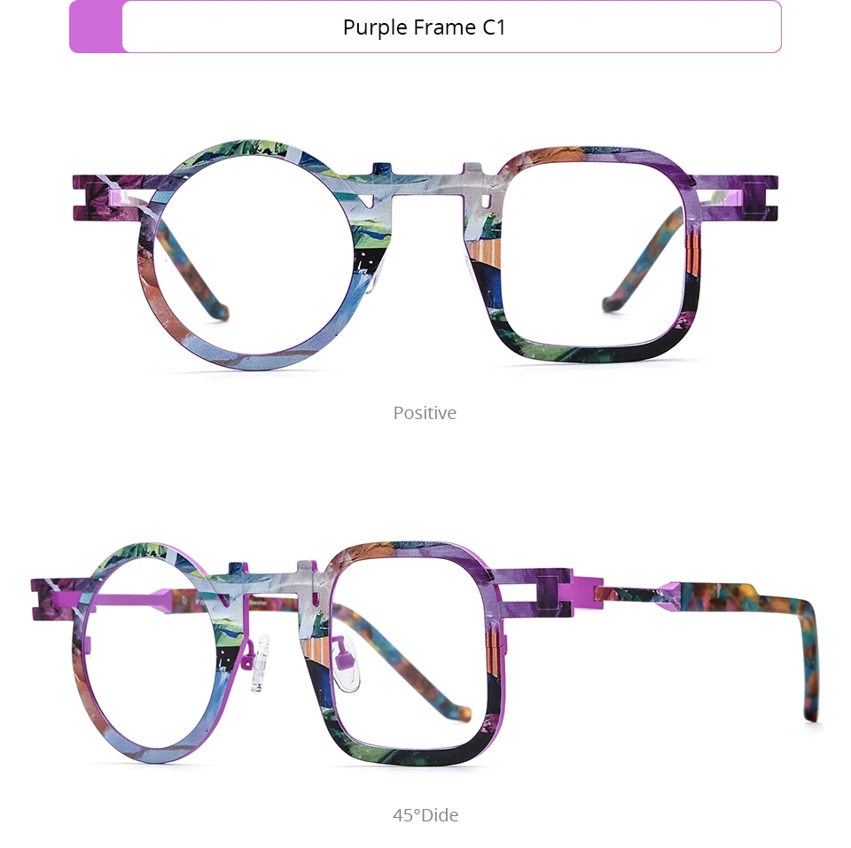 FONEX Reines Titan Brille Rahmen Männer 2025, Neue Mode Marke Design Quadrat Runde Brillen Frauen Retro Japanische Brillen 85924 – Detail 6