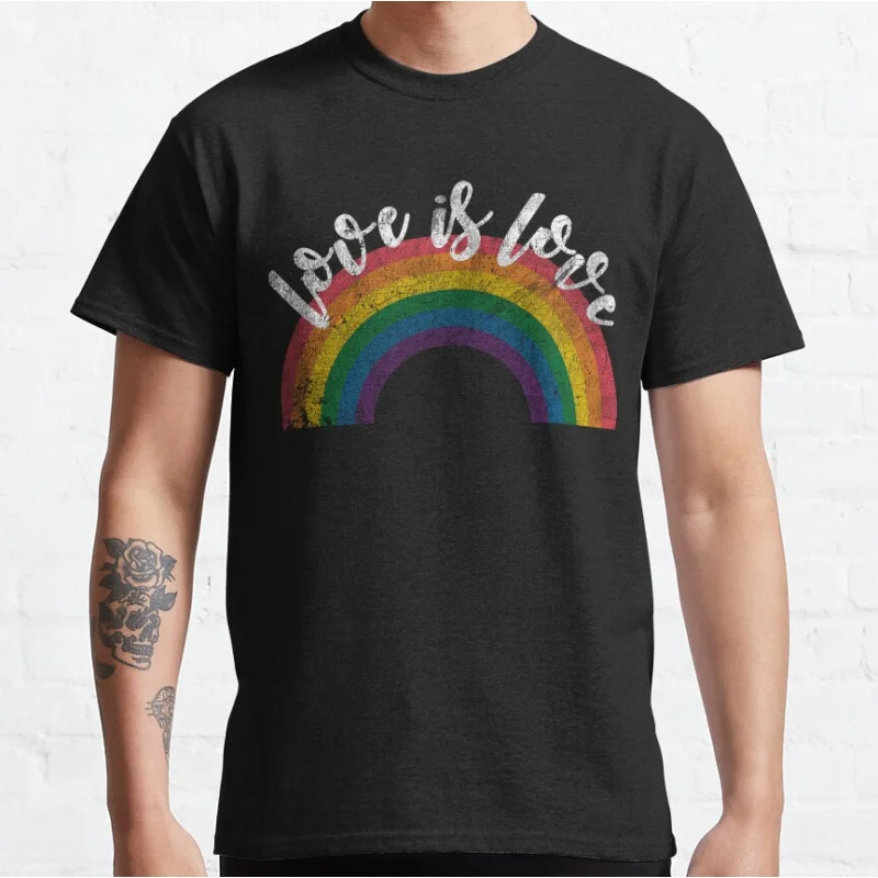 

Gay Pride Vintage Rainbow LGBT Love is Love lgbtq pride monthgift T-shirt for men large size Adult Tops S-6xl