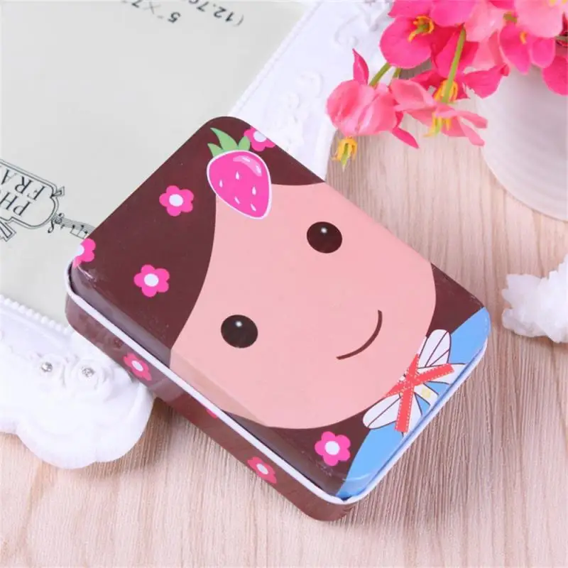 Cartoon Rectangular Storage Box Mini Tin Metal Box Sealed Jar Packing Boxes Earrings Hairpin Cosmetic Jewelry Storage Container