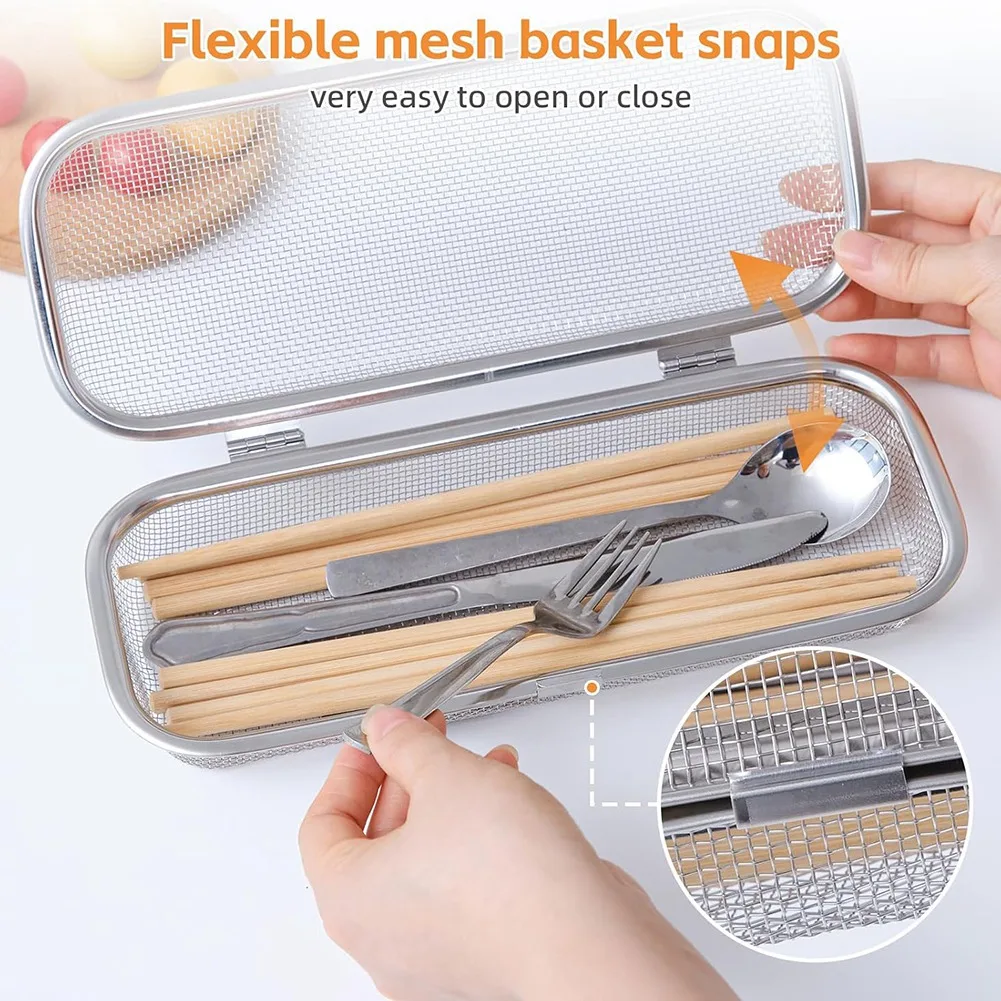 QA88X Dishwasher Basket, Stainless Steel Dishwasher Silverware Basket, Replacement Dishwasher Utensil Basket Rectangular Mesh