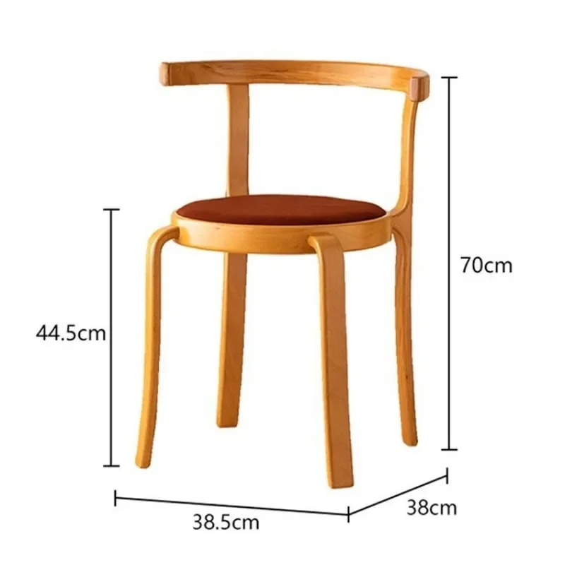 

Nordic household stackable round stool medieval designer solid wood dining chair small apartment backrest high-end dining table