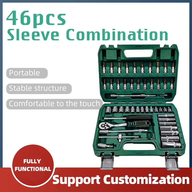 

46pcs Automotive Hardware Tools Motorcycle Bicycle Ratchet Set Combination Wrench Socket Spanner Screwdriver Repair Tools