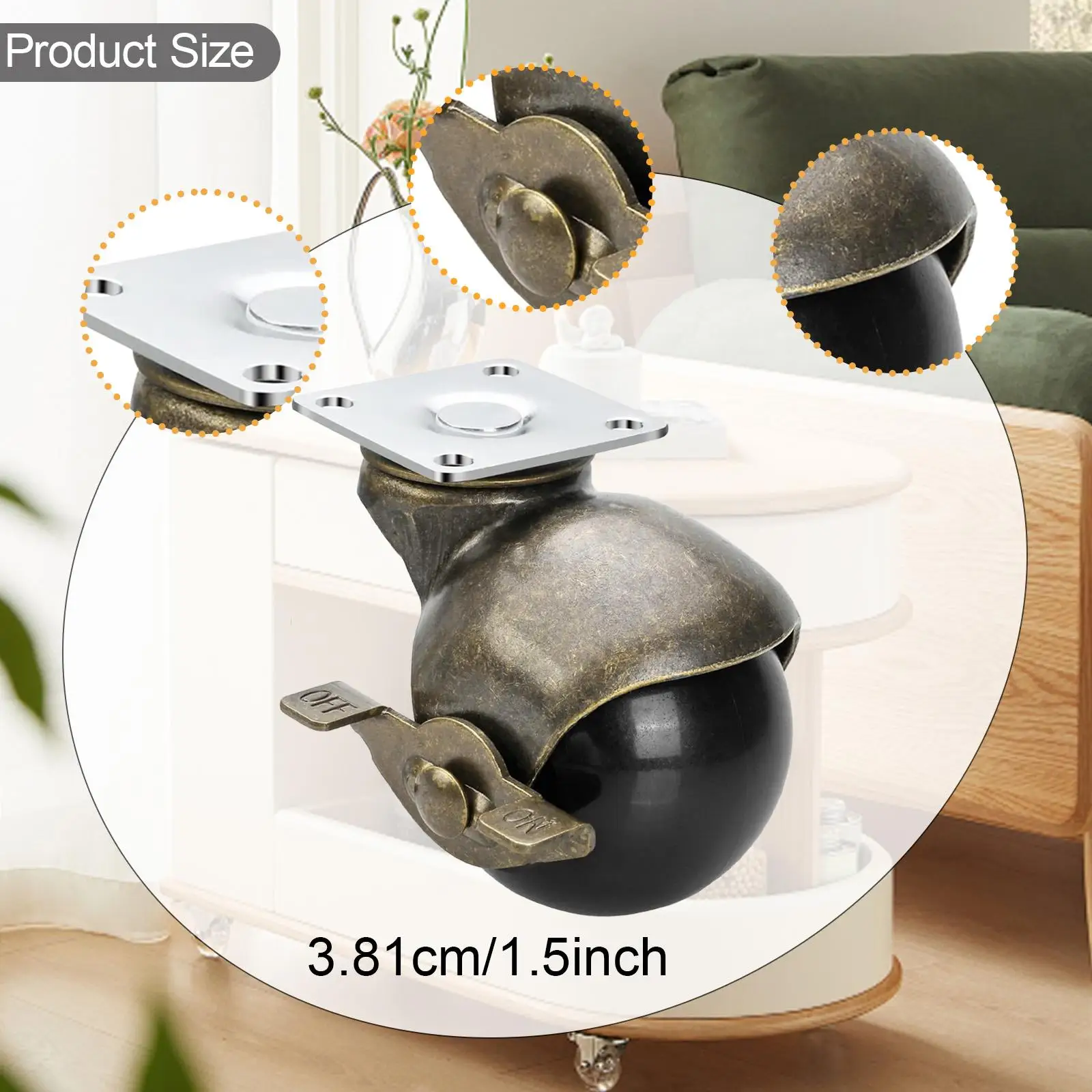 4 Stuks Bal Zwenkwielen Stevige Zware Rollen Messing Vintage Antieke Stijl Zwenkwiel Voor Bank Boekenplank Bank salontafel