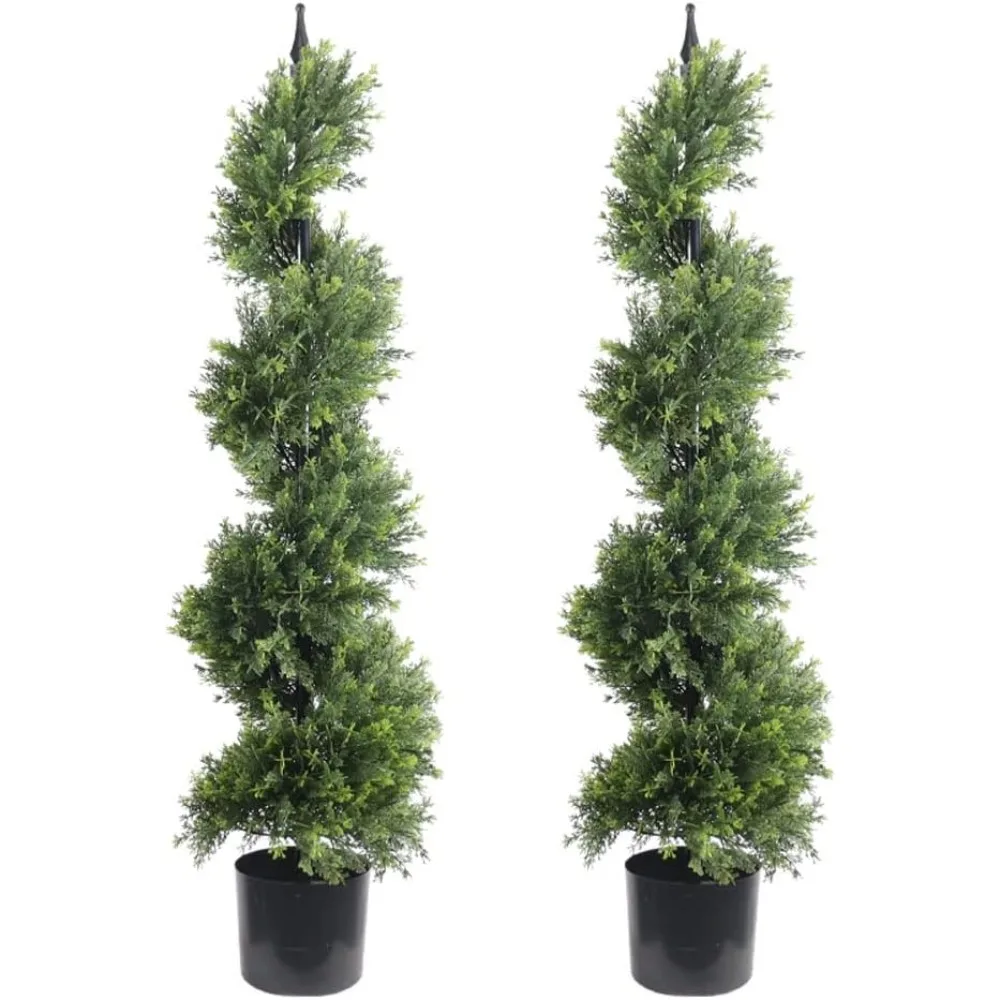 

Green 47 Inch Artificial Outdoor Plant Boxwood Pruning Spiral Front Porch Decorative Tree Potted Plant