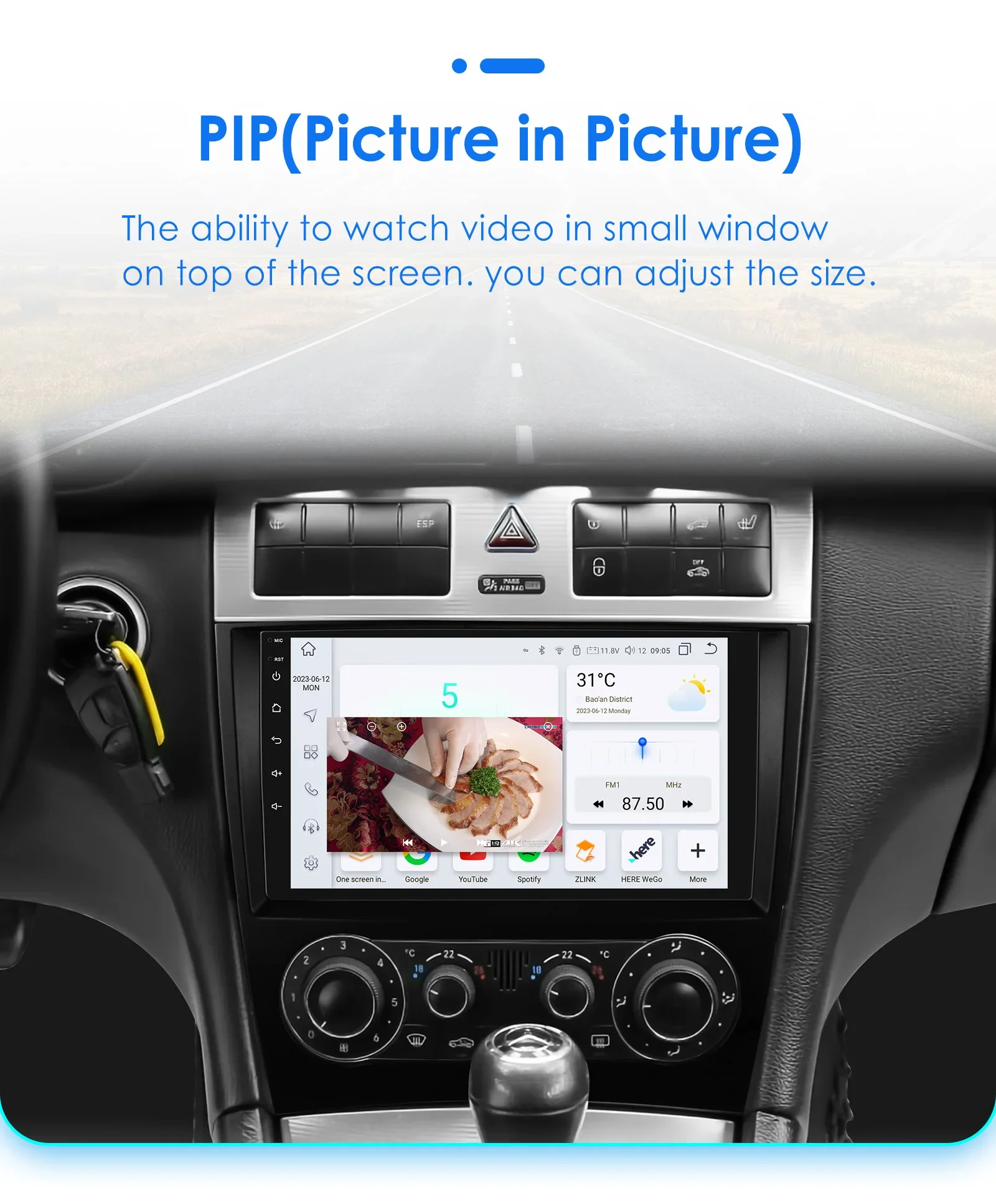 Hizpo 9 Zoll Wireless CarPlay Android Auto Autoradio für Mercedes Benz CLC W203 C-Klasse C180 C200 CLK200 CLK W209 UI7862 360 ° CAM – Detail 36