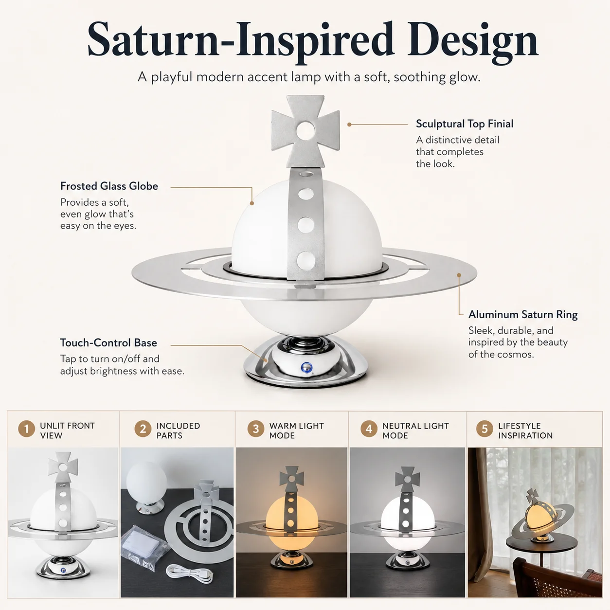 Saturn Planet Table Lamp Modern Minimalist LED Bedside Desk Light Decor Ornament Bedroom Study Unique Birthday Gift Boys Girls
