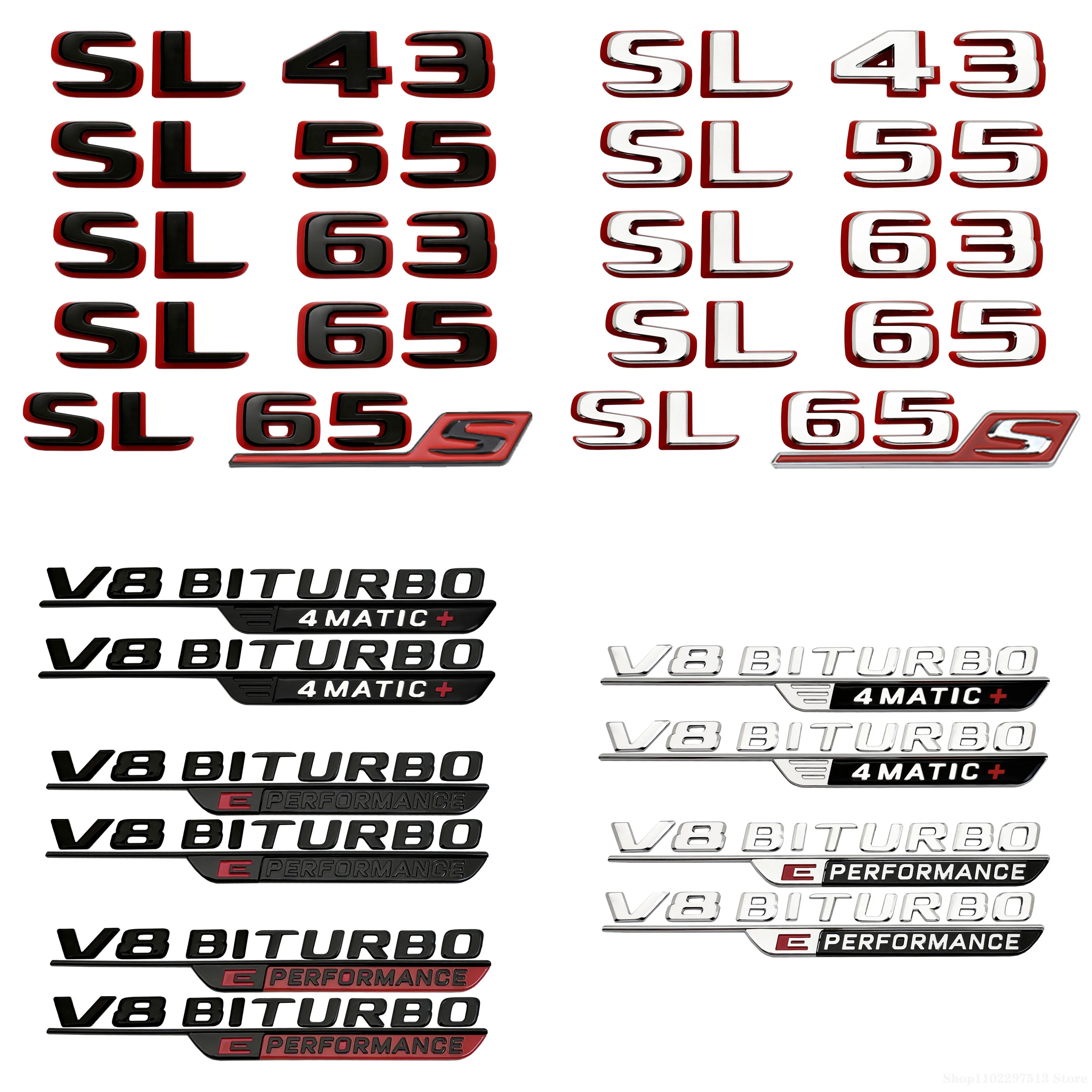 2024 New style Letters Numbers SL55 S63 S65 S63s V8 Biturbo 4AMTIC+ EPERFORMANCE  for Mercedes Benz R232 Car Side Trunk Sticker