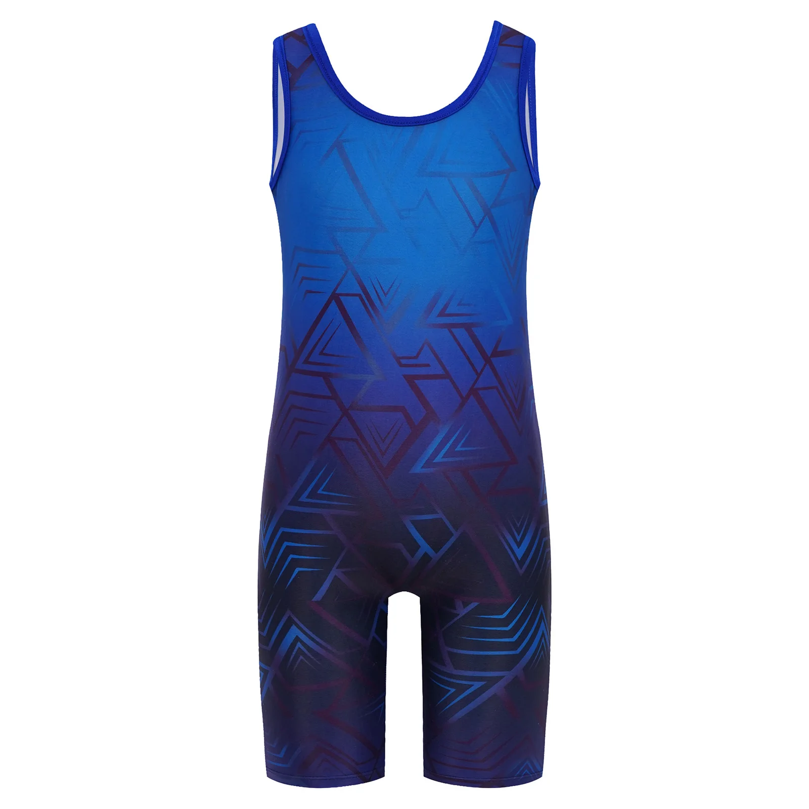 AliExpress TiaoBug Kids Boys Geometric Printed Gymnastic Jumpsuit Wrestling Singlet U Neck Sleeveless Sports Bodysuit for Cycling Workout Exercise
