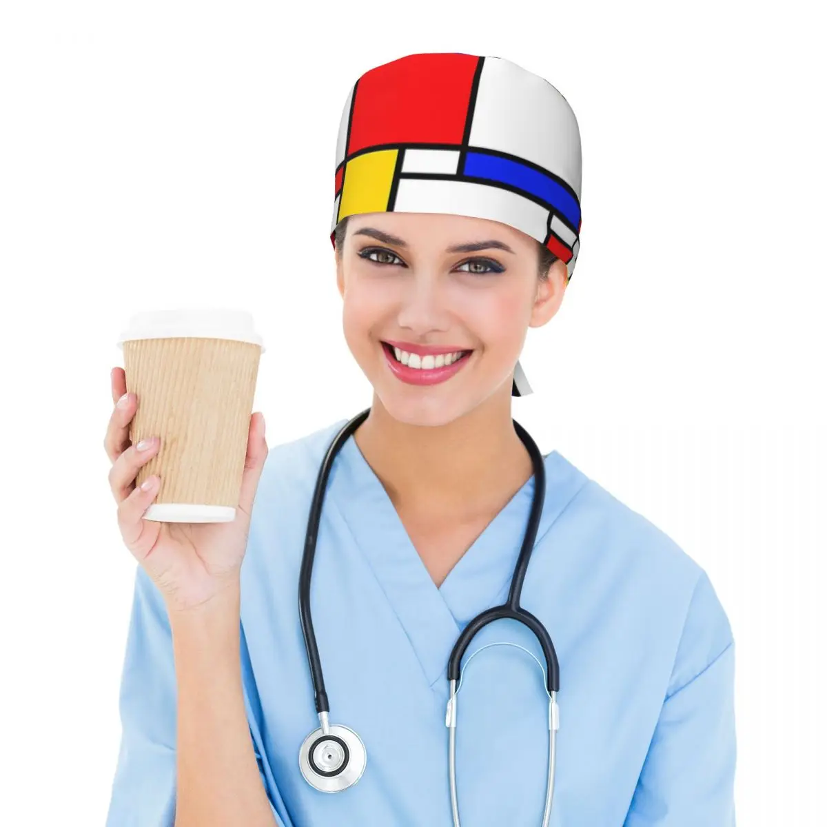 Mondrian Scrub Hat Dottore Berretto chirurgico da lavoro Uomo Donna Berretti infermieristici regolabili per dentista