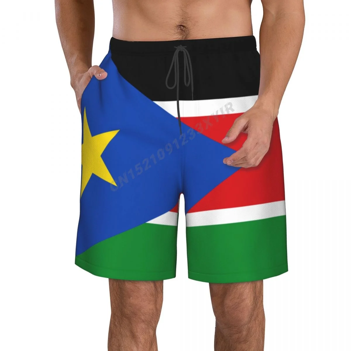 Summer Men's South Sudan Flag Beach Pants Shorts Surfing M-2XL Polyester Swimwear Running