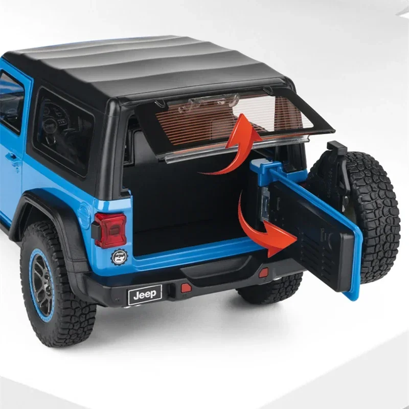 Fonde sotto pressione 1:18 Jeeps Wrangler di grandi dimensioni Rubicon modello di auto in lega Fonde sotto pressione in metallo fuoristrada modello di auto suono luce giocattoli regalo