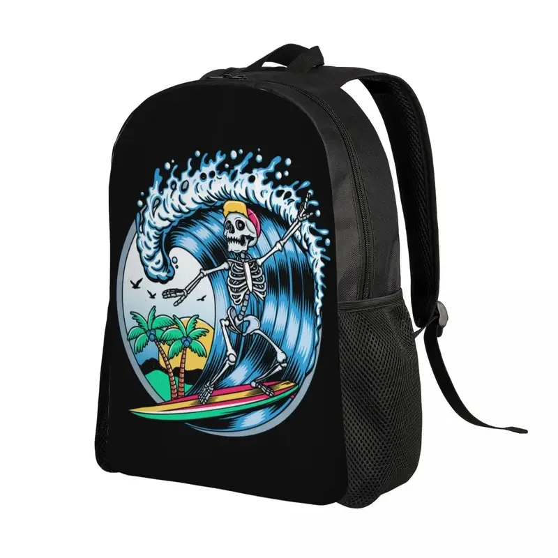 Summer Surf Rider Skull Surfing Travel Backpack Women Men School Laptop Bookbag College Student Daypack Bags