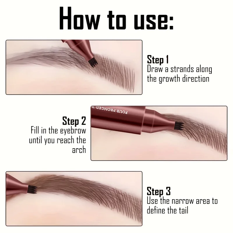 자연스러운 네 갈래 눈썹 펜슬 방수 부드러운 헤어라인 시뮬레이션 메이크업 도구로 선명한 눈썹 윤곽 연출