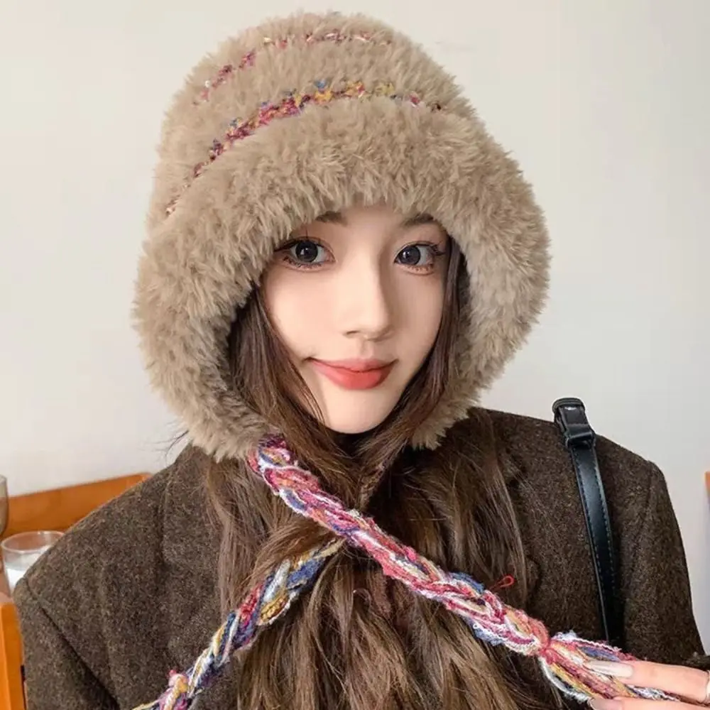 Подарки, шапка для защиты ушей в корейском стиле, мягкая ветрозащитная вязаная теплая шапка, красочная дышащая пушистая шапка-бини, осень и зима