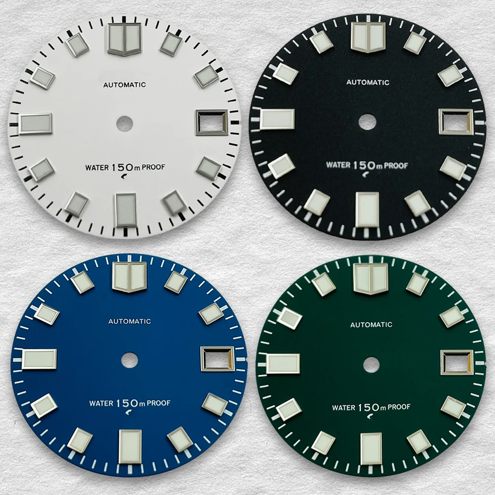 

28.5mm S Logo Dial Suitable For NH35 NH36 Automatic Movement Watch Green Luminous Black Dial Watch Modification Accessories