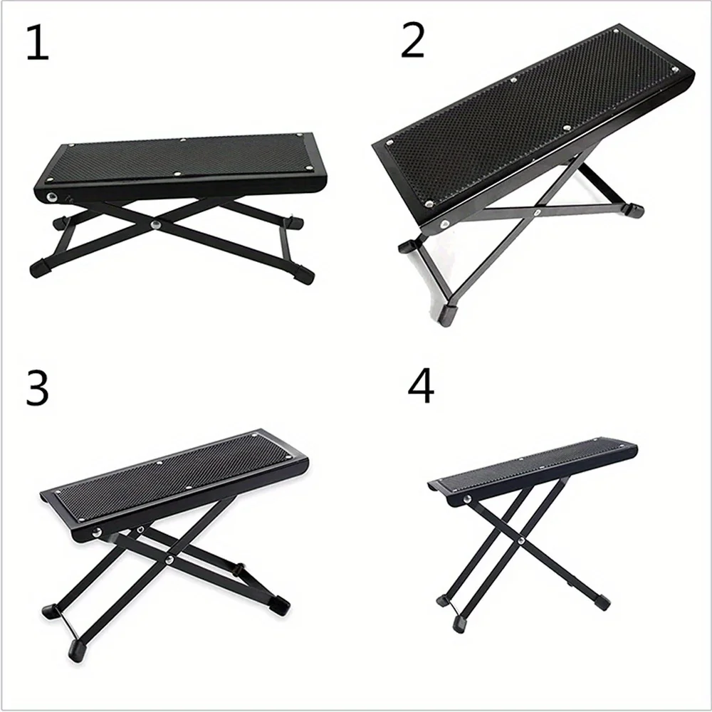 Guitar Footstool Guitar Foot Rest Metal with 6 Height Adjustable Stand Foldable Foot Stand for Classical Electric Guitar