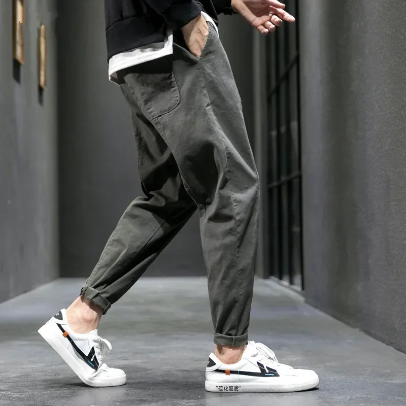 2024 Spring Autumn New Fashion Temperament Korean Pants Man Straight Leg Loose Casual Male Trousers Hip Hop Streetwear Clothes