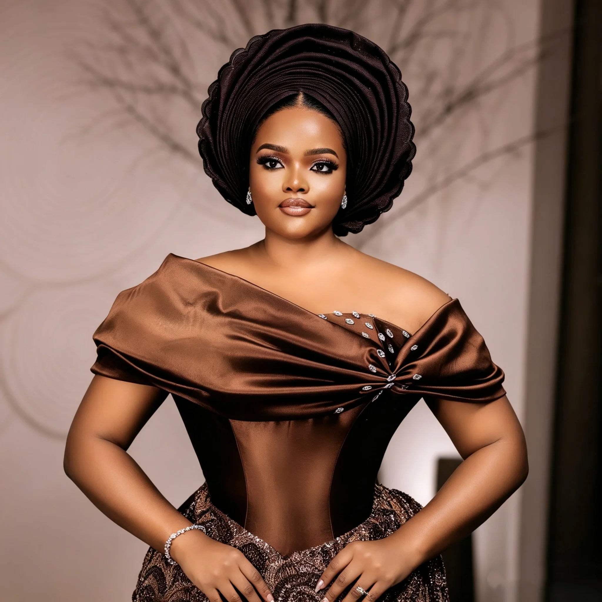 Elegant Brown Off Shoulder Formal Evening Dress Sequined Pattern Corset Mermaid Prom Gown African Aso Ebi Party Dress Customized