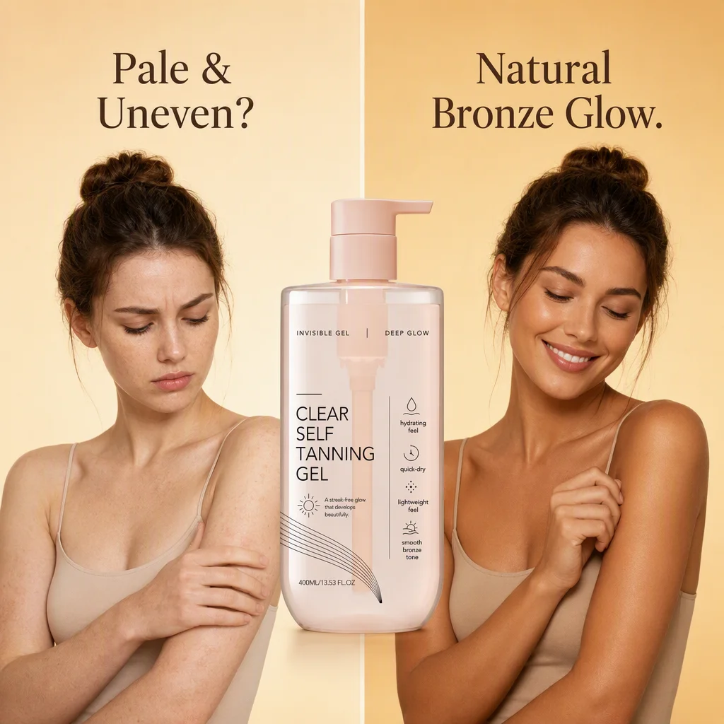 400ml Clear Self Tanning Gel Sun Tanner Hydrating Body Gel Non Sticky Tanning Lotion Lightweight Quick Dry Natural Bronze Tan