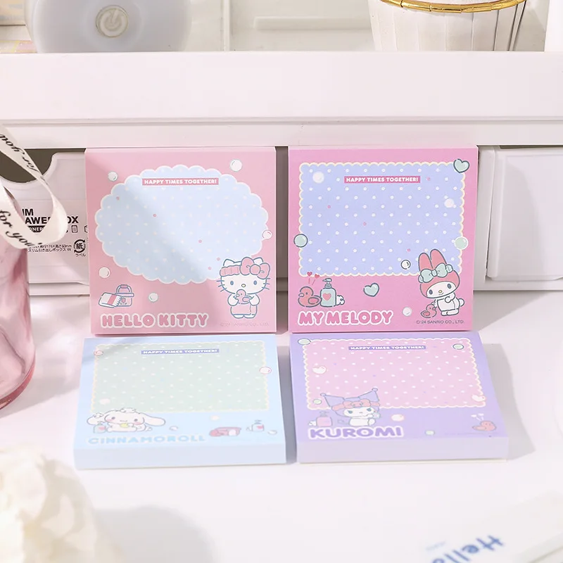 Imagem -04 - Sanrio Kitty Memo Pad Kawaii Kuromi Melody Sticky Notes Etiqueta de Papelaria Notepad Planner Sticker Post Material Escolar 12 Pcs Lot