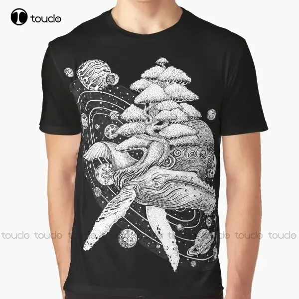 Space Whale Graphic Tattoo T-Shirt Custom Aldult Teen Unisex Digital Printing Tee Shirts Custom Gift Xxs-5Xl Streetwear