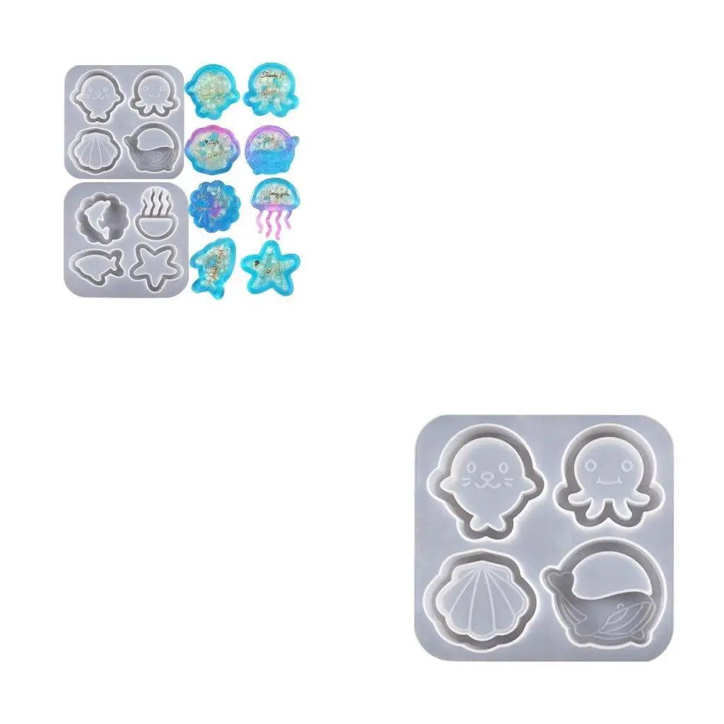 

9HJK Marine Animals Silicone Mold Keychain Mold DIY Jewelry Pendant Tools