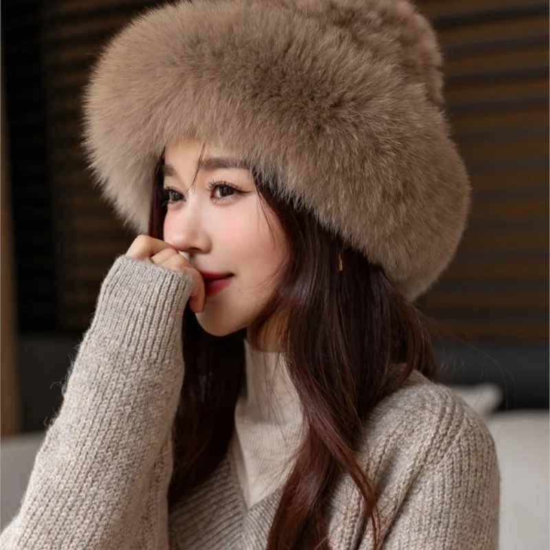 Real fur hat border warm ear protector hair fisherman's