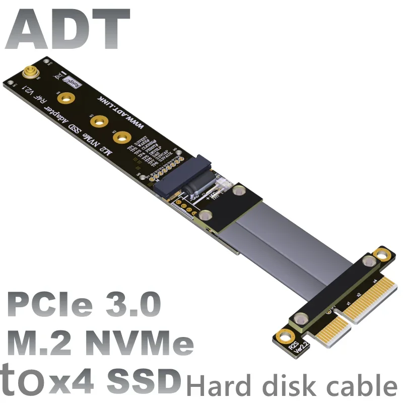 

PCIe 4x extension cable M.2 NVMe SSD adapter card supports PCI-E 3.0 x4 full speed 32Gbps/64Gbps