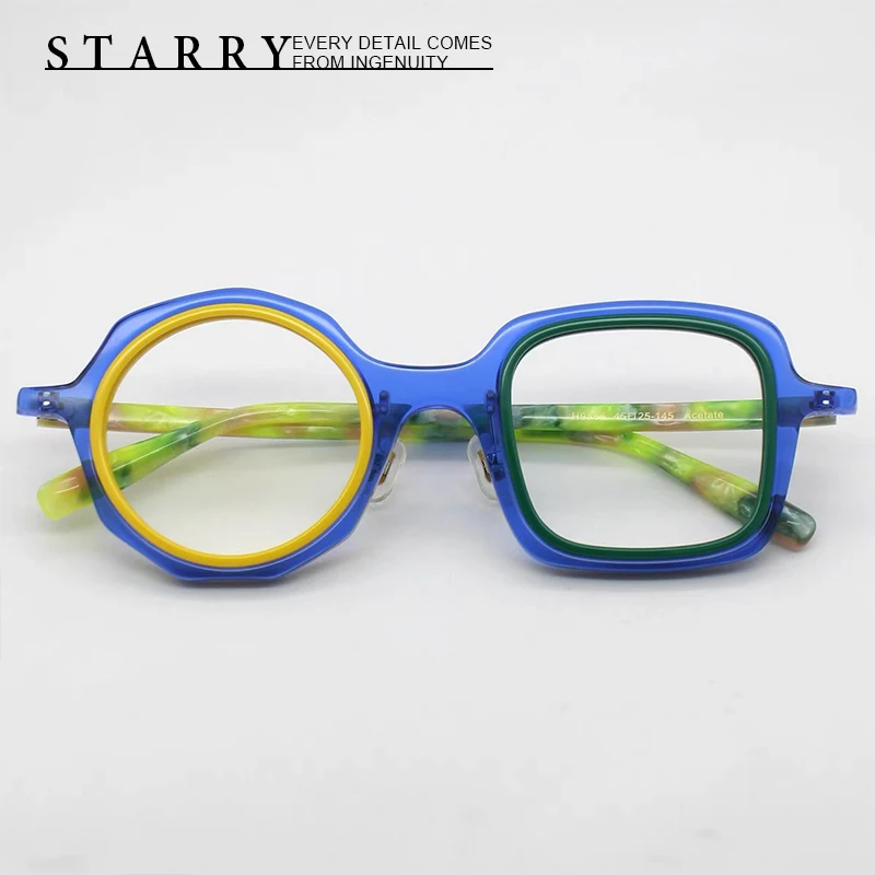 

Acetate Men Eyeglasses Frame Round High Quality Pure Handmade Glasses Retro Optical Myopia Reading Personalized Women Eyewear