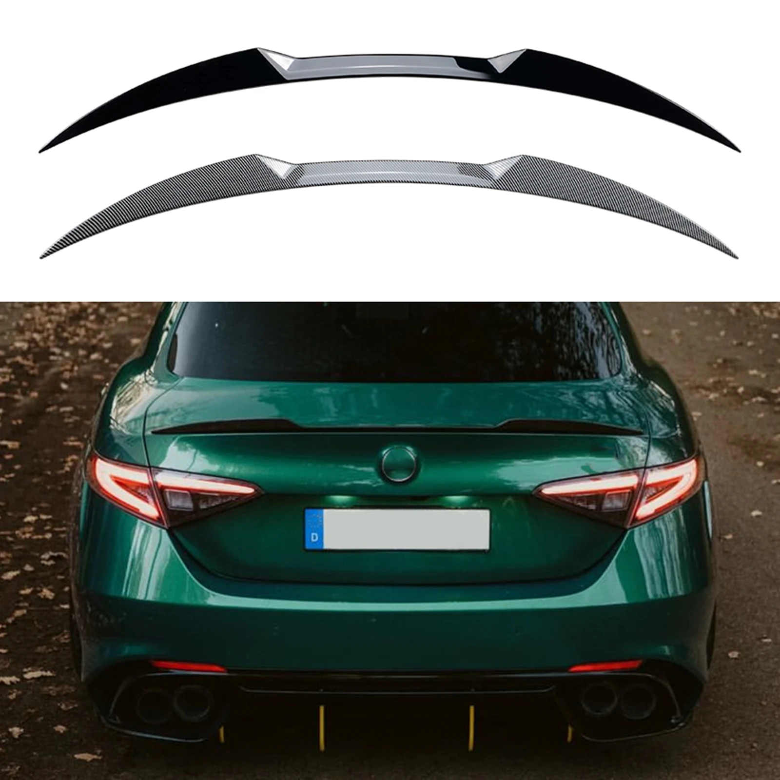 

Rear Trunk Lid Spoiler Wing For Alfa Romeo Giulia Sedan 2015 2016 2017-2023 Carbon Fiber Look/Gloss Black Tailgate Splitter Lip