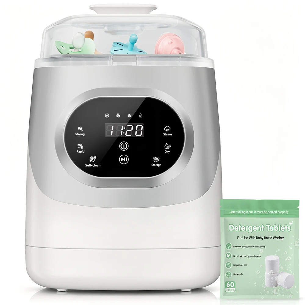 Kmaier 4‑in‑1 Automatic Baby Bottle Washer Sterilizer Dryer Storage, Steam Sanitizing Bottle Cleaner Machine Rapid Wash