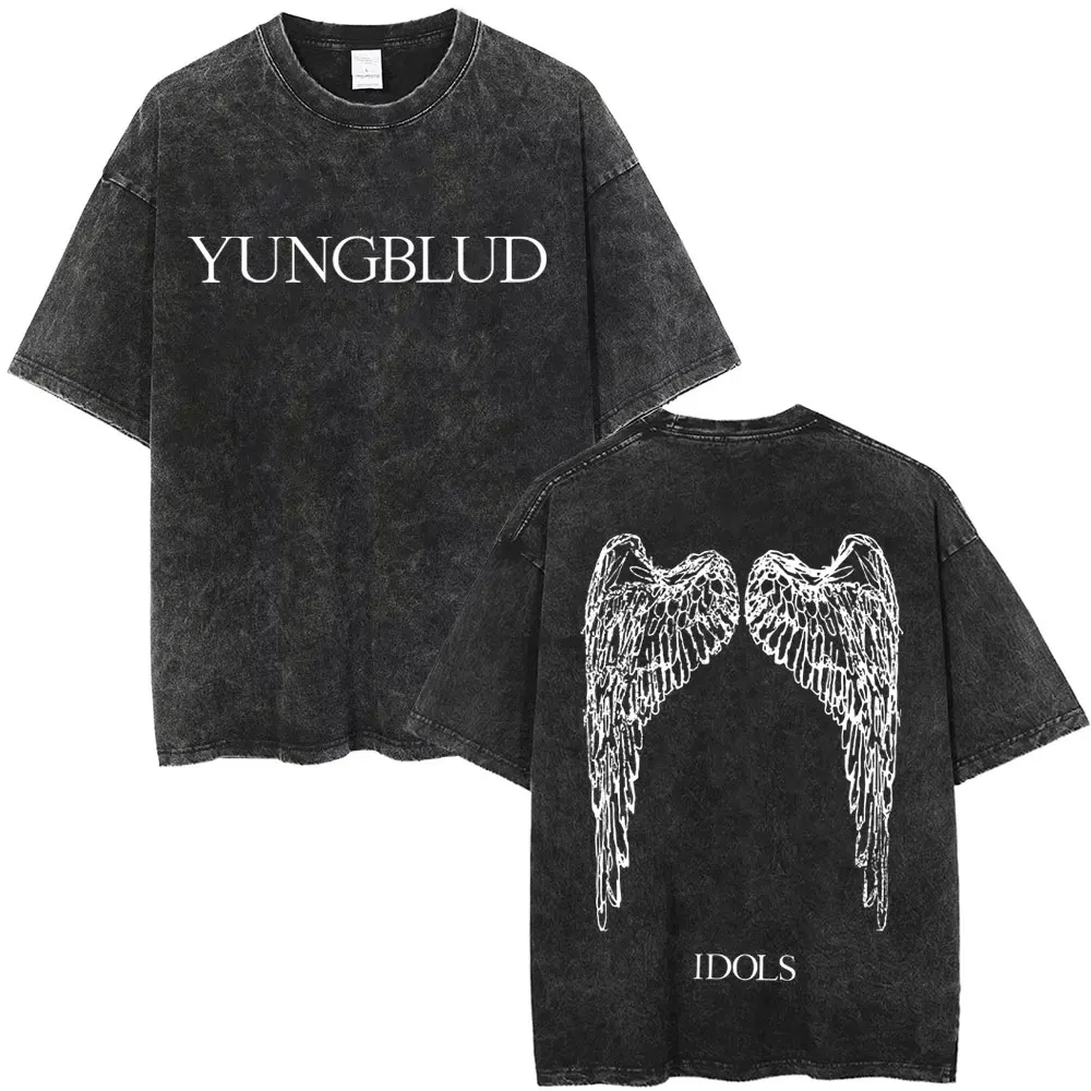 

Rocker Yungblud IDOLS Wings World Tour 2025 T-shirt Men Women Rock Harajuku Vintage Washed T Shirts Casual Oversized T-shirts