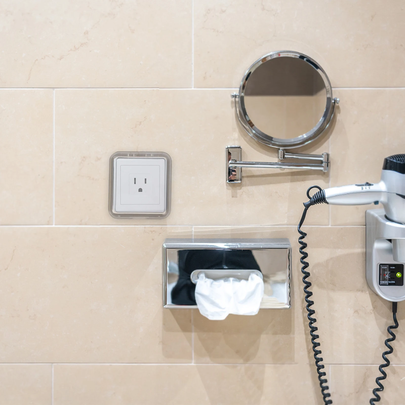

Waterproof Socket Protective Cover Outlet Wall Plug Covers Clear Covers Universal Compatibility Durable Material Selfadhesive