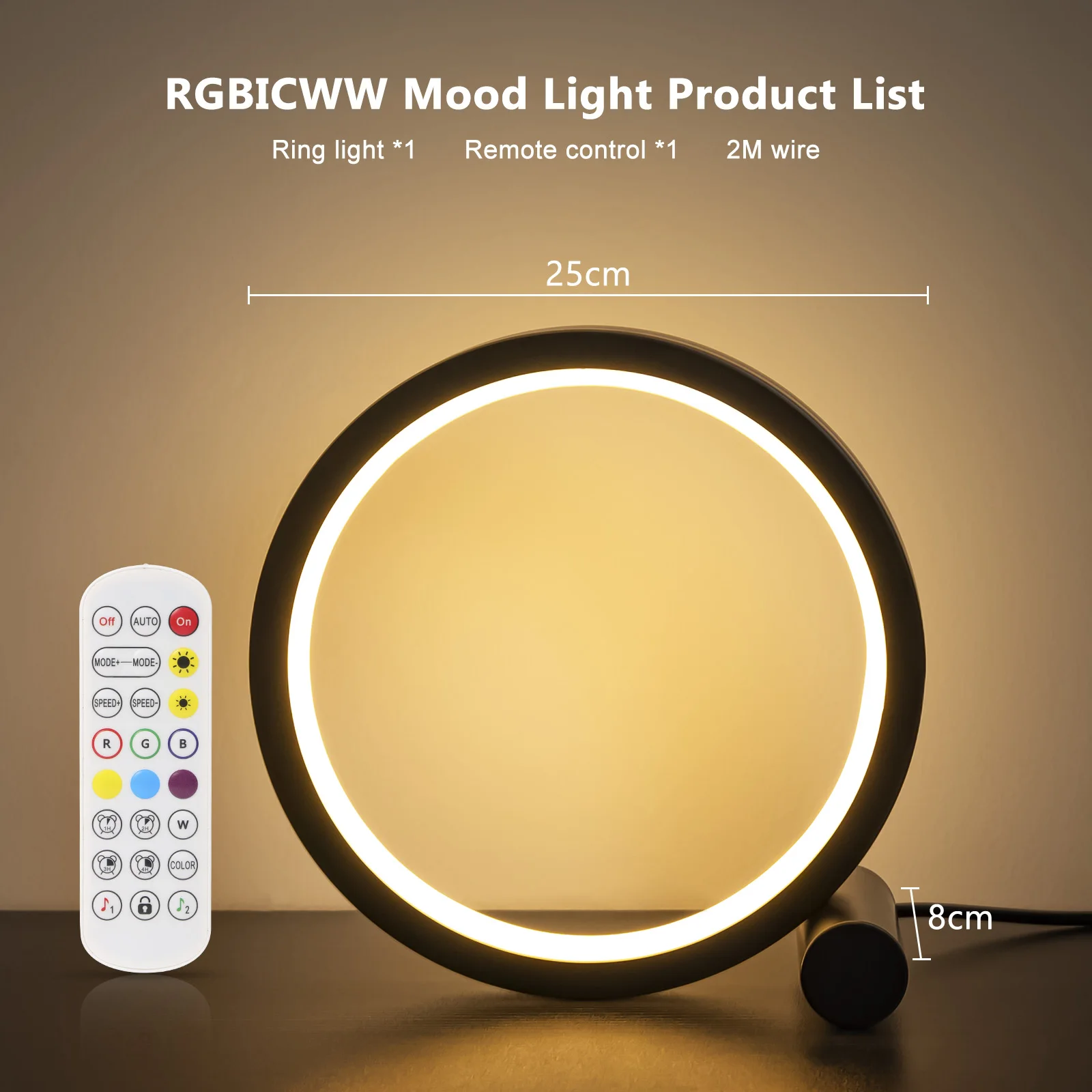 6/10 Inch RGB Music Rhythm Atmosphere Light LED Ring Night Light App Remote Desk Lamp Dimming for Bar Game Live Broadcast  Decor